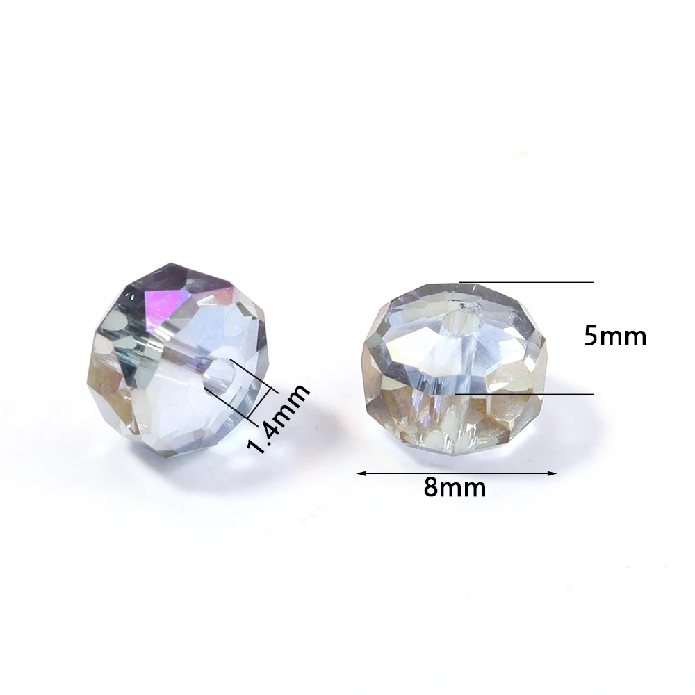 8x5mm 70pcs/bag Wheel Shape Crystal Glass Beads Faceted Round Glass Loose Beads For Jewelry Making DIY Bracelets