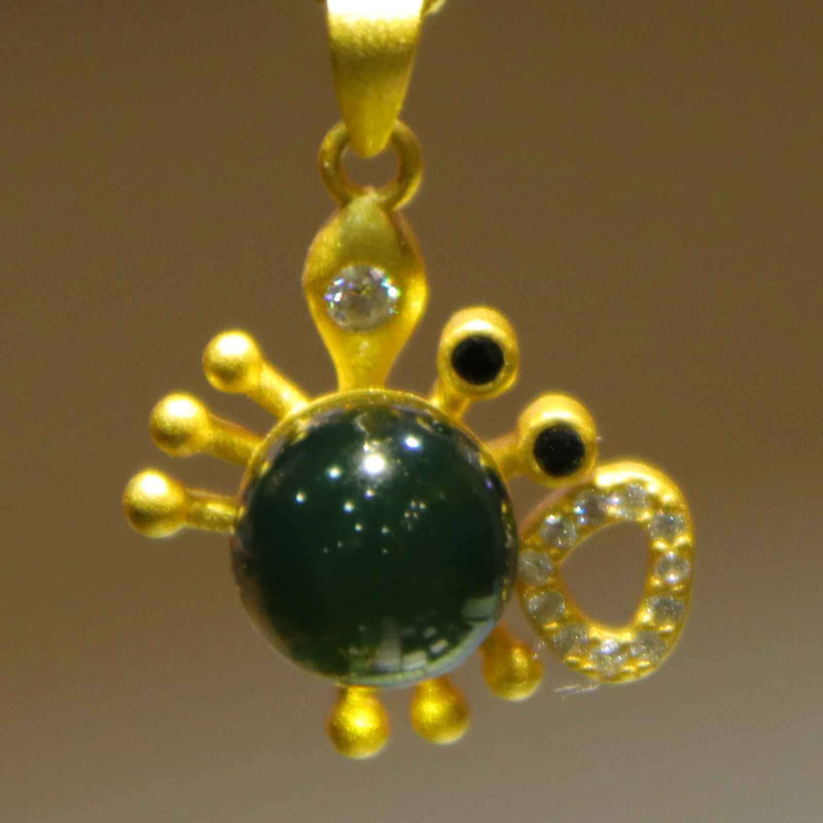 Pure Silver Mexican Blue Amber Pendant 7mm Crab Design Natural Gemstone Jewelry Gift for Women