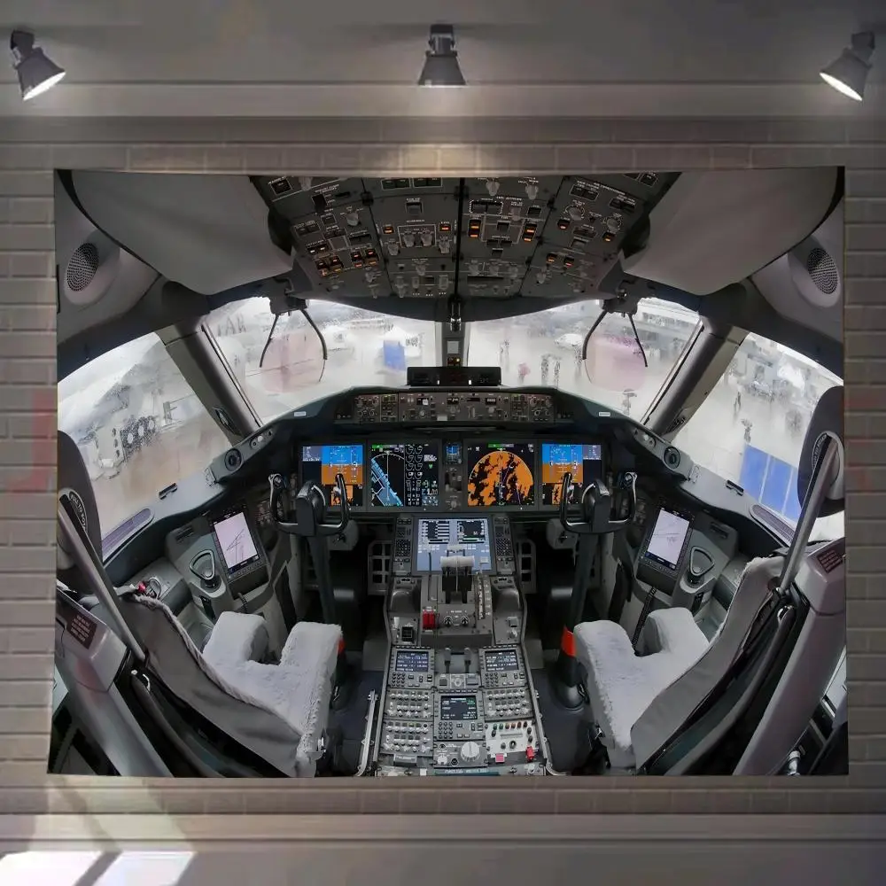 

A320 Cockpit Tapestry For Bedroom Living Room Outdoor Wall Decor Simple Stylish Art Piece Vertical Design
