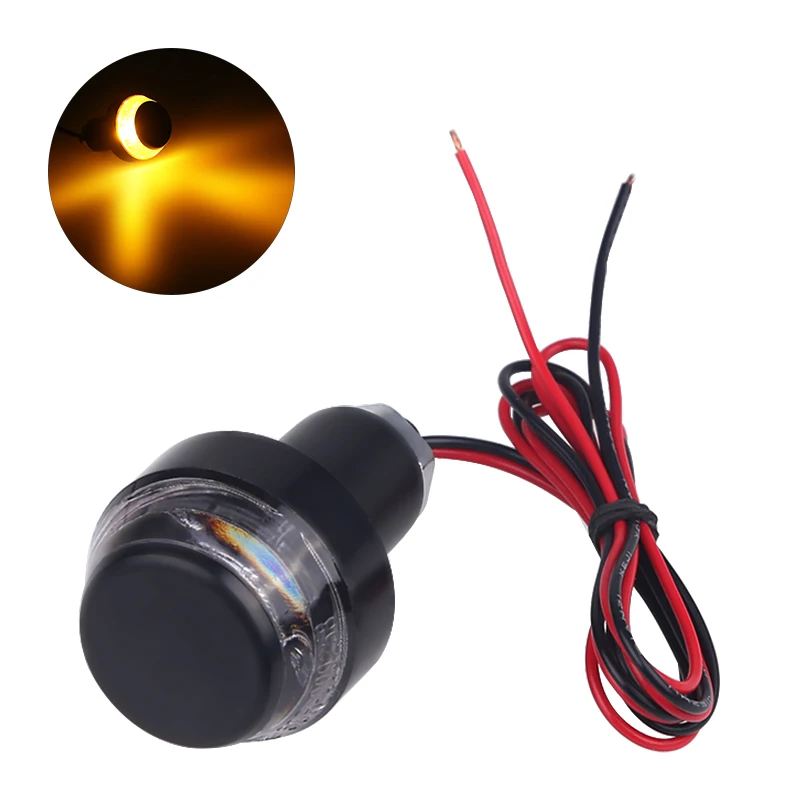 2PCS 12V Motorcycle Grip Turn Signal for 22mm Handlebar Amber Signal Light Hand Grip End Blinker Motorcycle Accessories