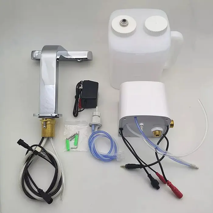 Counter top 2 in 1 mounted combination brass  and automatic sensor foam soap dispenser