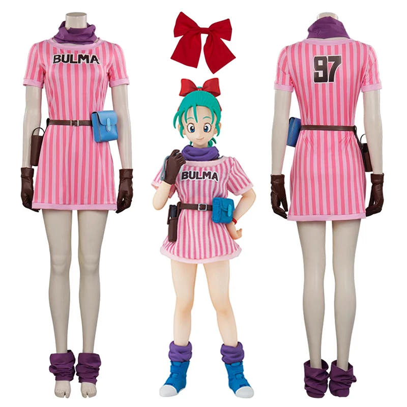 

Bulma Cosplay Costumes Dress Anime Role Play Pink Dress Halloween Carnival Party Outfit For Women