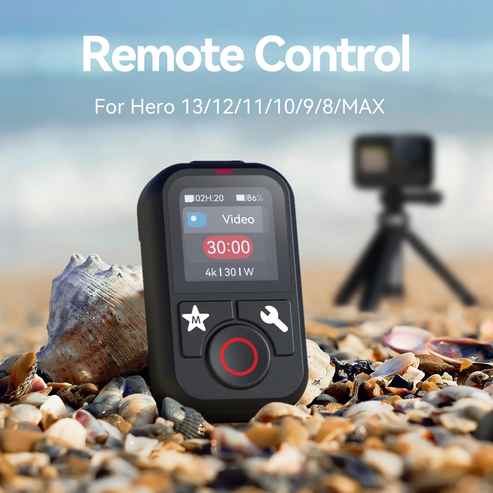 Smart Sports Camera Remote Control 60M Range Waterproof Rechargeable Camera Controller for GoPro Hero 13/12/11/10/9/8/MAX