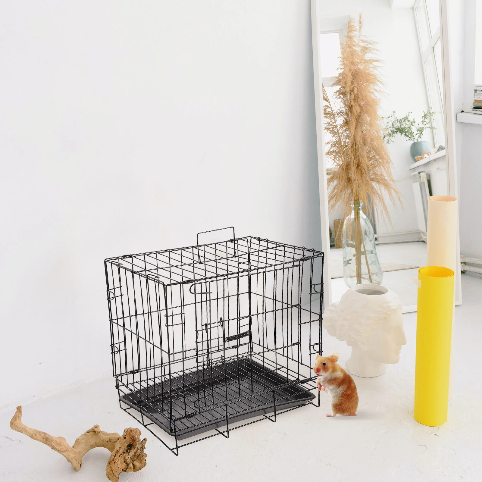 

Folding Dog Cage Cat Cages Indoor Portable Fence Playpen for Medium Dogs Kennel Animal Tray Wire Travel