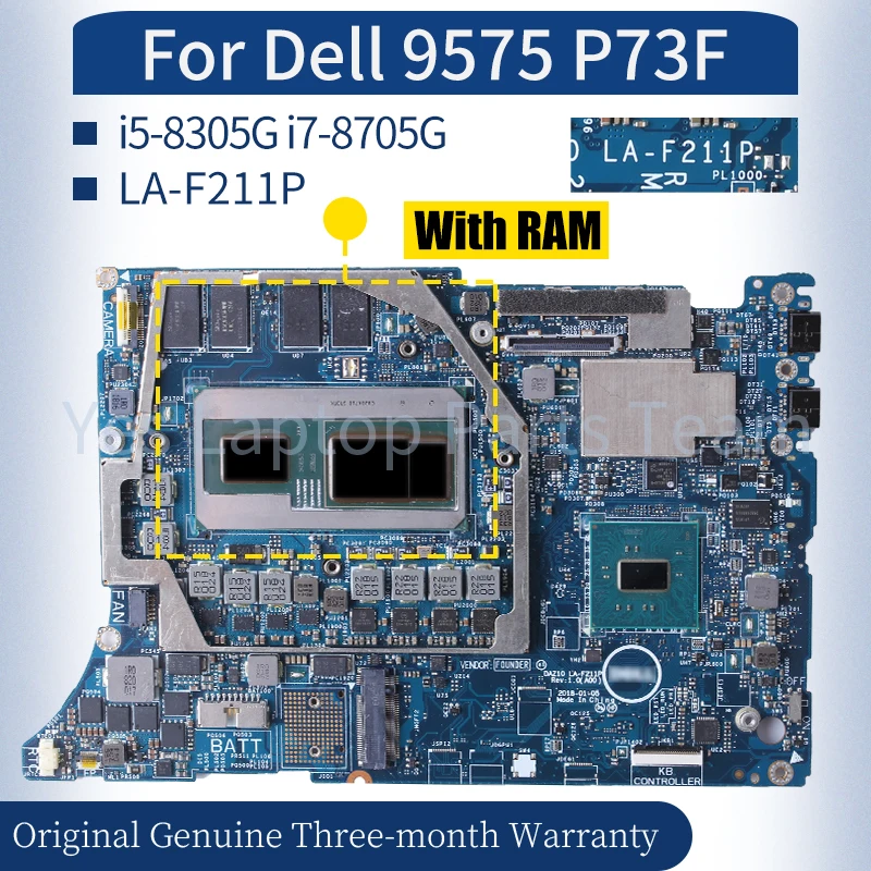 LA-F211P для ноутбука Dell 9575 P73F Mainboard00D6DD 0N338G 0M94HV 0N338G 05MJK3 i5-8305G i7-8705G, материнская плата ноутбука