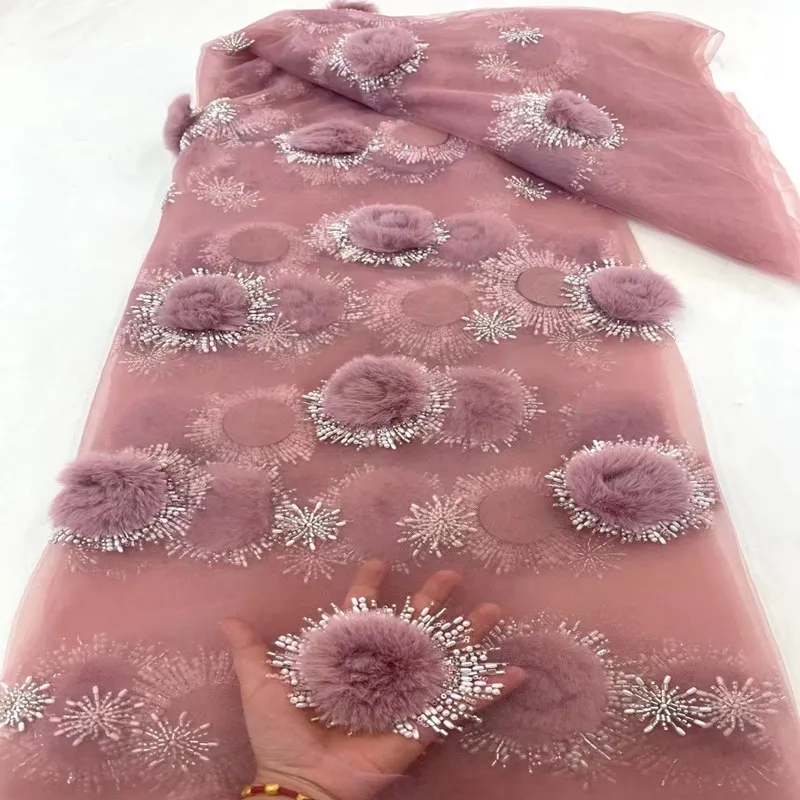 

Tulle Lace Wedding Mesh Cloth High Grade African French Fabric with Appliques TS2730