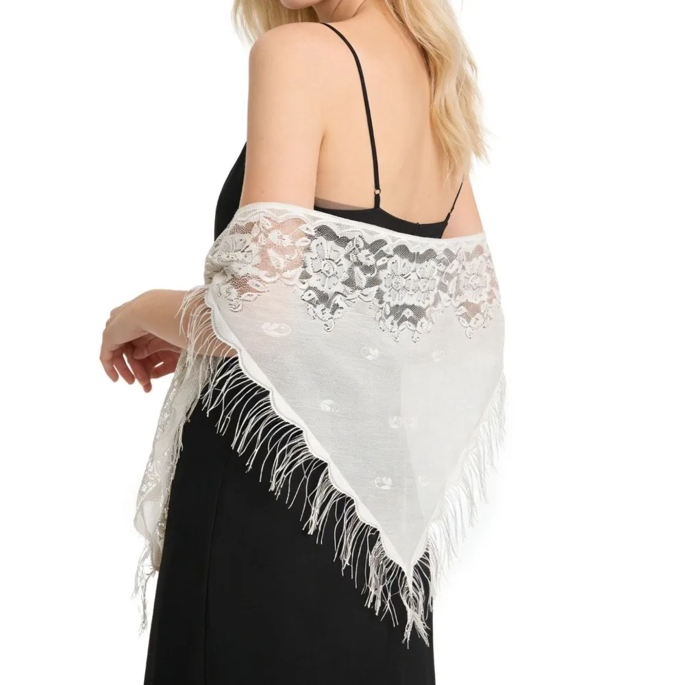 White Lace Shawl for Bride to be накидка на платье Triangle Scarf for Detachable Bridal Wedding Cape Wedding Accessories