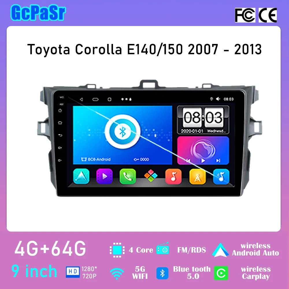 

Android 13 For Toyota Corolla E140 150 2007 2008 2009 2010 2011 2012 2013 Car Radio Player No 2din DVD DSP