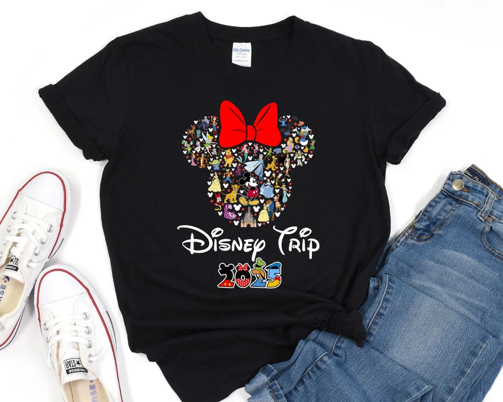

Семейные рубашки Disney, рубашки Disney Family Travel 2025 года, рубашки Disney Year, Микки и друзья, рубашки с силуэтами Микки Диснея