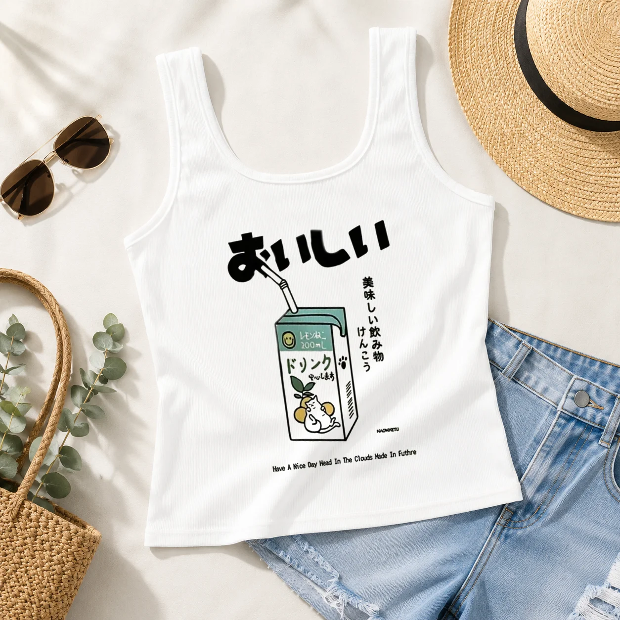 Casual Ribbed Printed Japanese Harajuku Cat Graphics Tank 2026 Summer New Vintage Women's Crop Tops Funny Sweet Vests Streetwear