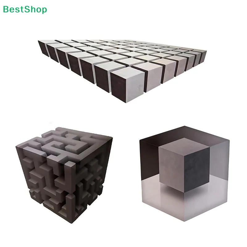 ☆Modern Optical Illusion Decor Pack - Floating Cube & Triangular Wall Stickers, Maze Cube Desk Sculpture
