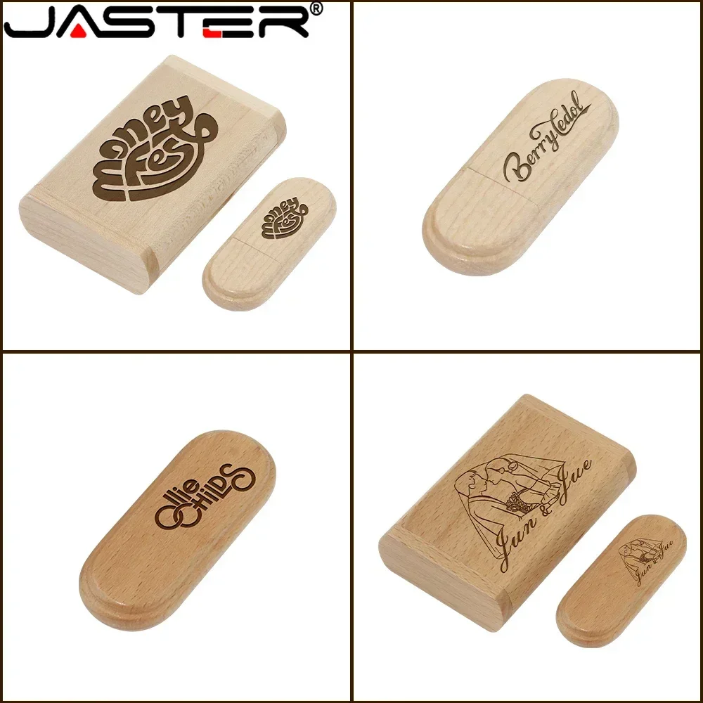 50 buah LOT Flash Drive USB 128GB gratis stik memori Logo kustom pena hadiah kreatif pernikahan 64GB Stik USB kayu Maple 32GB