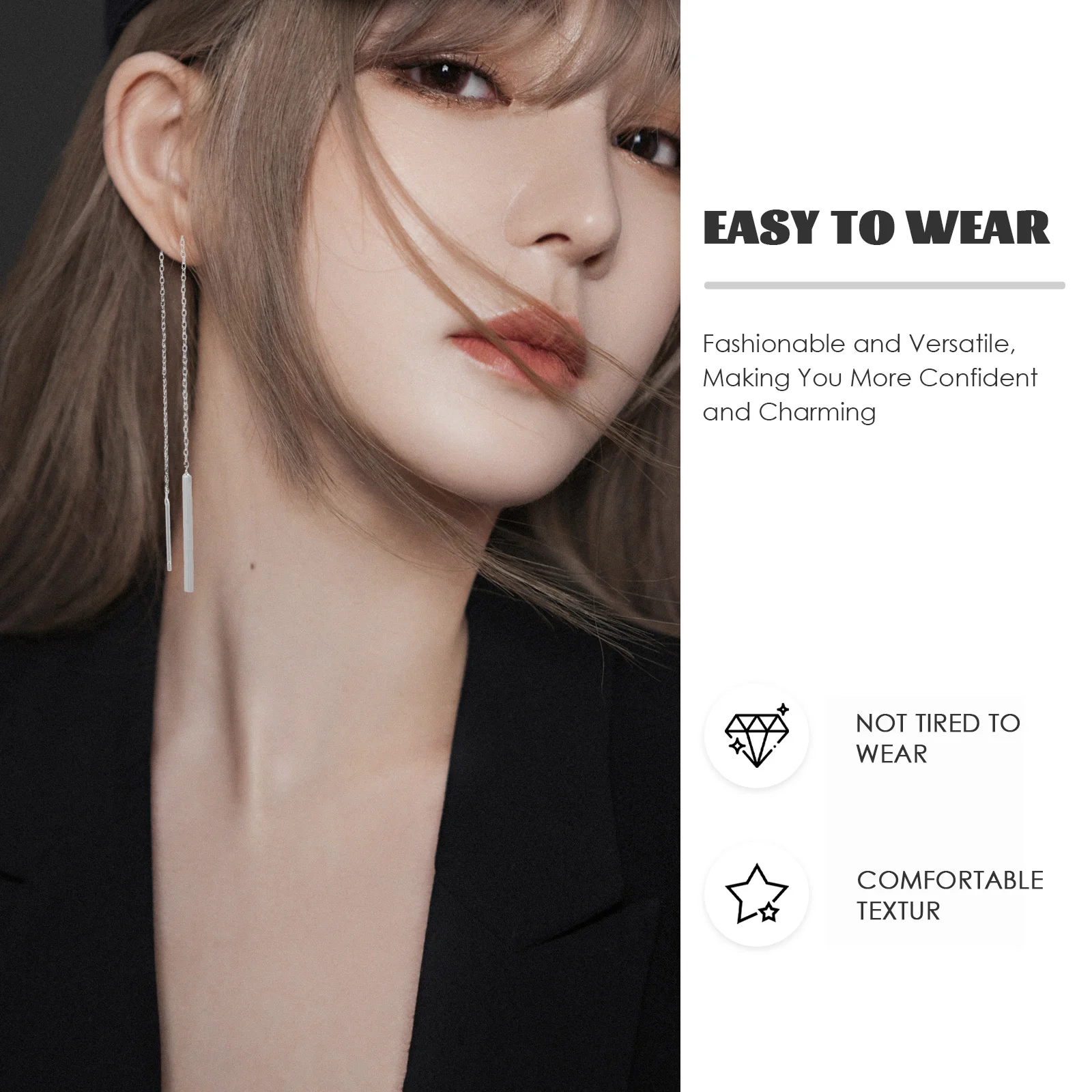 1 пара длинных минималистичных сережек-цепочек с резьбой и кисточками, легкие элегантные висячие украшения для ушей для женщин