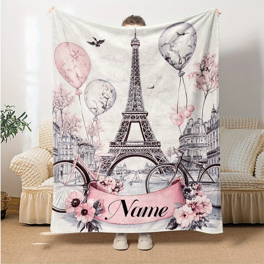 Home Textiles Paris - Personalized Paris Blanket Name Eiffel Tower