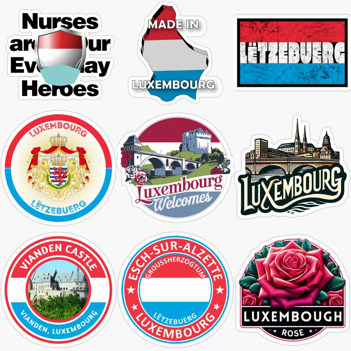 

L Luxembourg Flag Map Emblem Creative PVC Car Sticker for Decorate Car Van Window Fridge Helmet Wall Decal Accessories