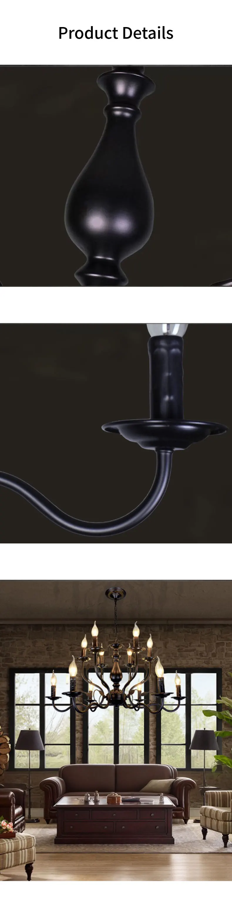 American Retro Cafe Pendant Light Dining Room Black Metal