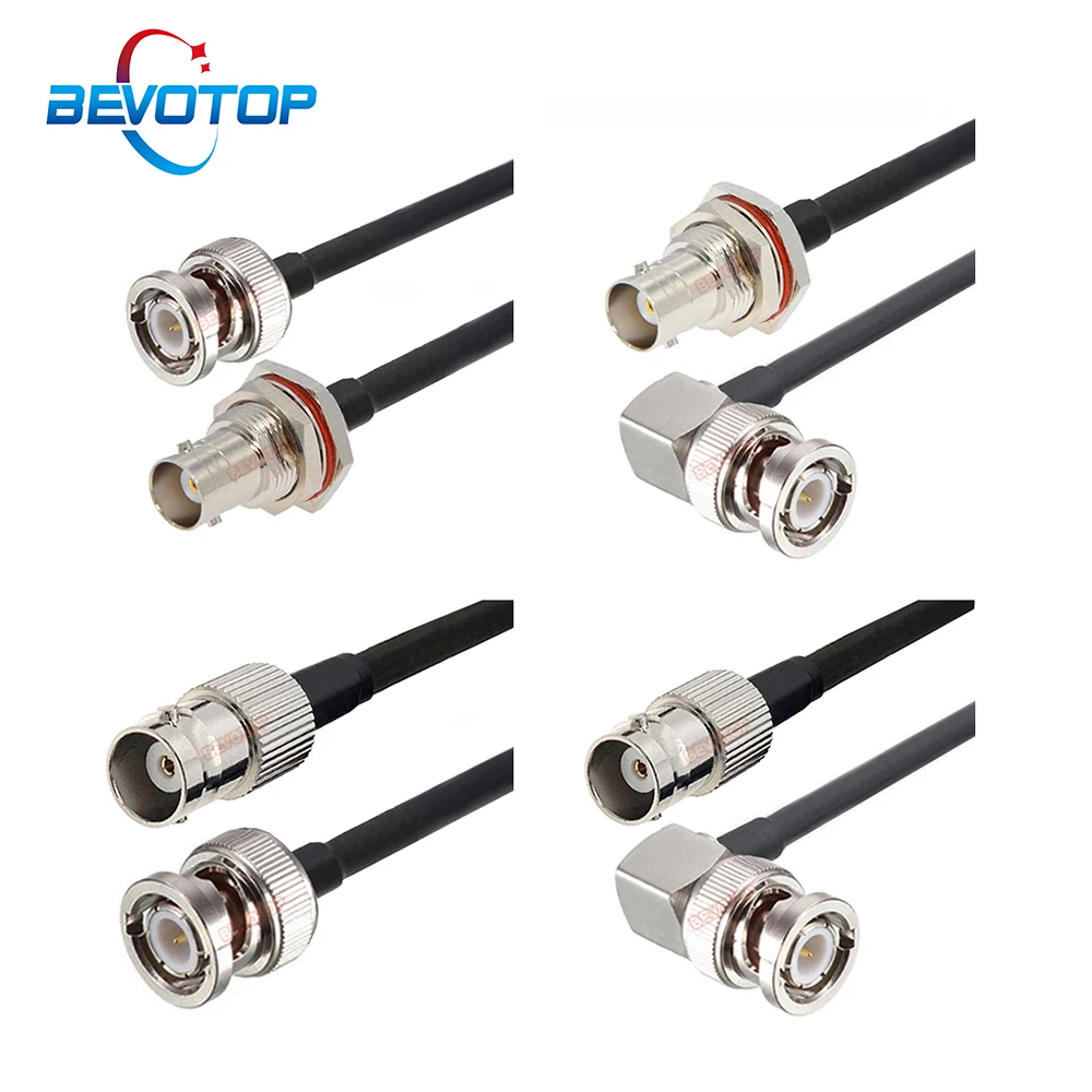 BEVOTOP 10CM-30M BNC RG58 Cable BNC Female to BNC Female Jack Bulkhead RG-58 Pigtail Extension Jumper 50 Ohm RF Coaxial Cable