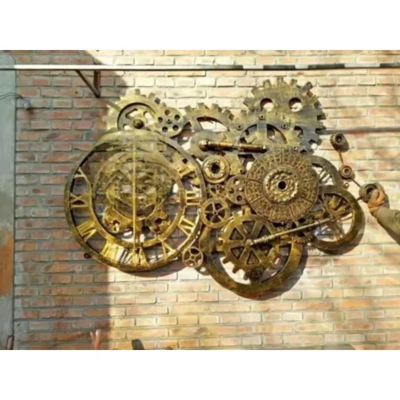 مخصص خمر لوفت بار النمط الصناعي شخصية الإبداعية الحنين ساعة ديكور والعتاد ديكور ساعة حائط #4