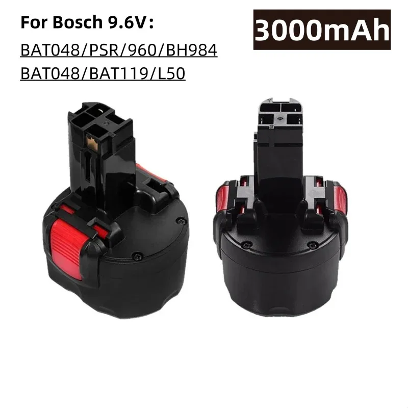 Imagem -02 - Bateria de Substituição para Bosch Bat048 Bat100 Bat119 2607335272 2607335461 Gsr Psr 9.6ve2 9.6ve-2 Psr960 3000mah 9.6v