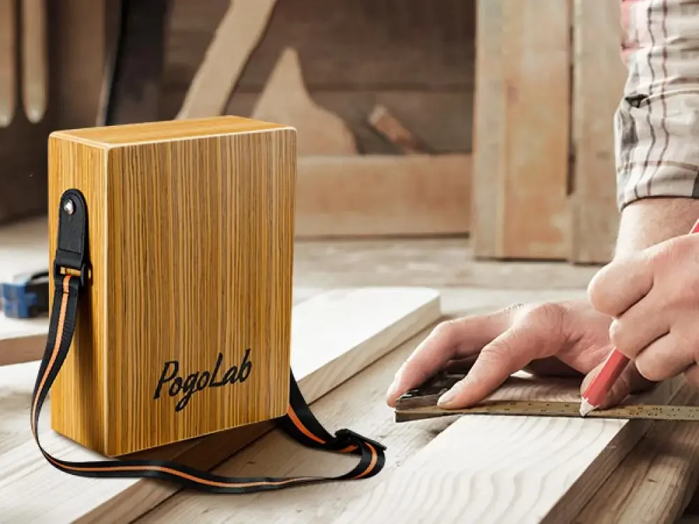 

Толстый деревянный кахон с гитарой Компактный миниатюрный ударный инструмент с ремешком и сумкой для хранения Музыкальный ручной барабан