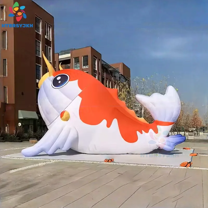 

Giant inflatable fish leaping over red fish. 3m/4m/5m. Suitable for beach decoration and marine use. 2025