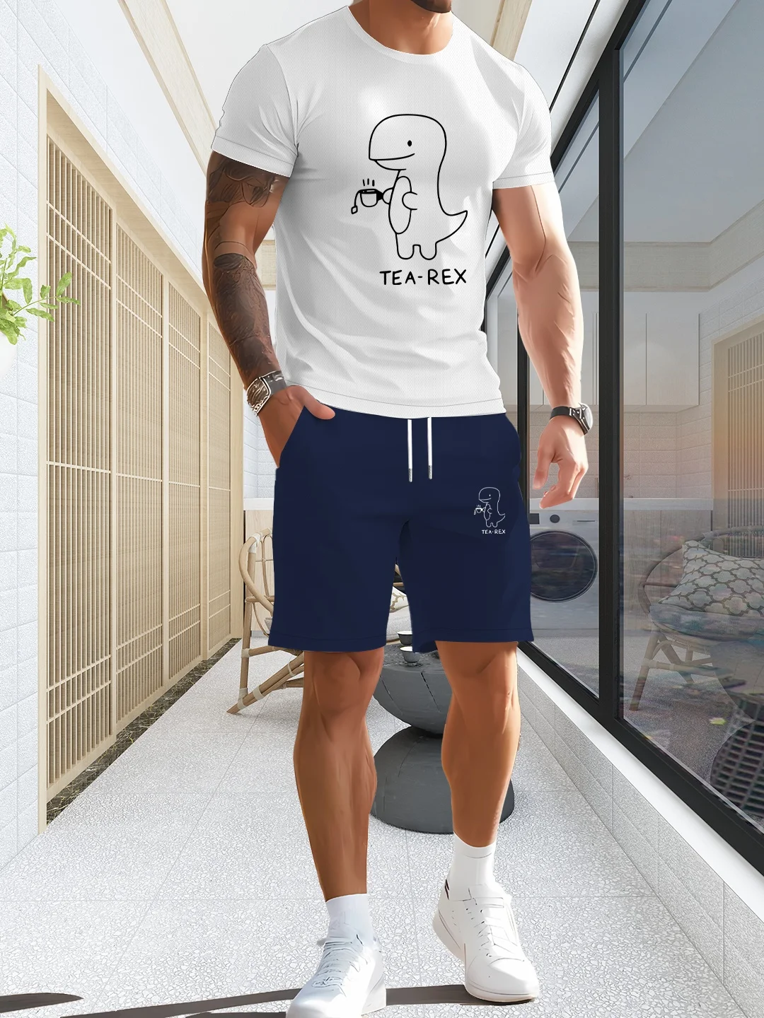 

Summer round-neck short-sleeved shirt and shorts set, fashionable and breathable clothing, 2025 style