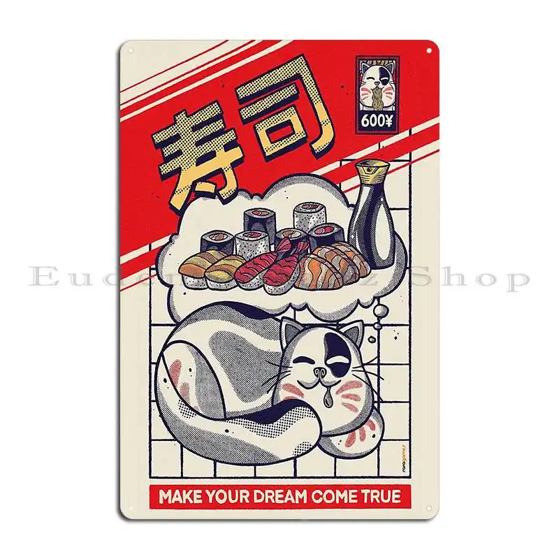 Dreaming About Sushi Metal Sign Pub Garage Decoration Designs Wall Cave Wall Mural Tin Sign Poster