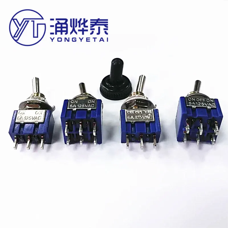 YYT 5PCS Toggle switch MTS-102/103 MTS-202/203 3Pin/6pin 2 gear 3gear rocker switch Navy blue