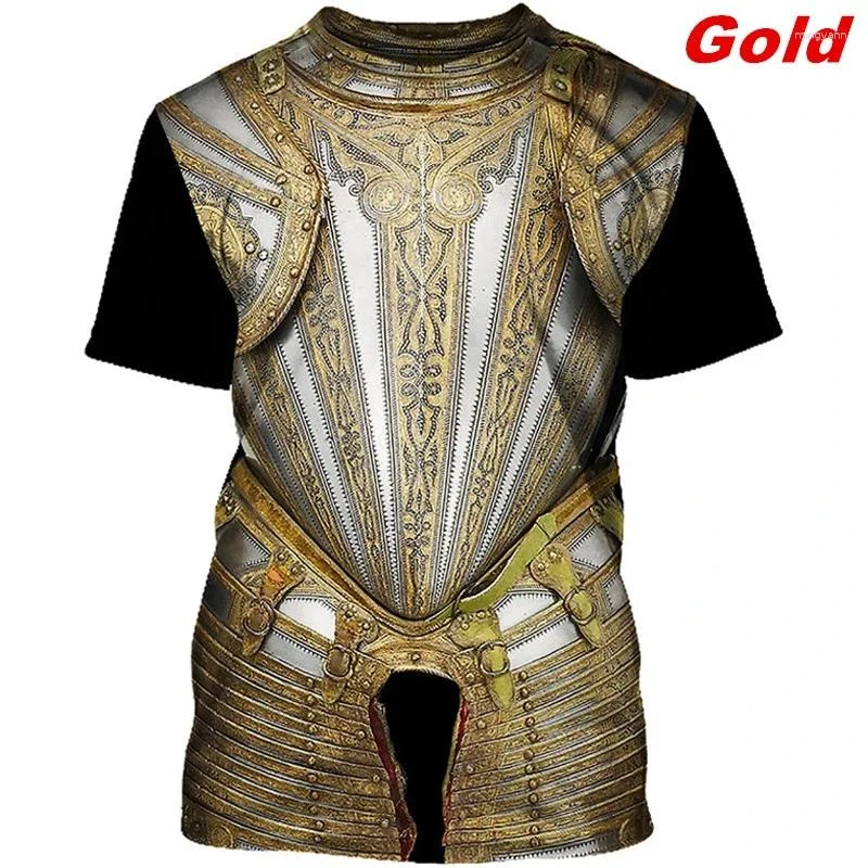 2024 New Men's T Shirts Cool 3D Printed Knight Warrior Armor T-shirt Fashion Mens Ancient Roman Style Streetwear Tops Breathable