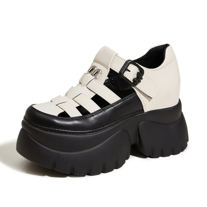 

9 см плетеные туфли-лодочки из синтетической микрофибры на платформе с крючком на танкетке, летние женские полые сандалии на плоской подошве, женские тапочки, модная обувь