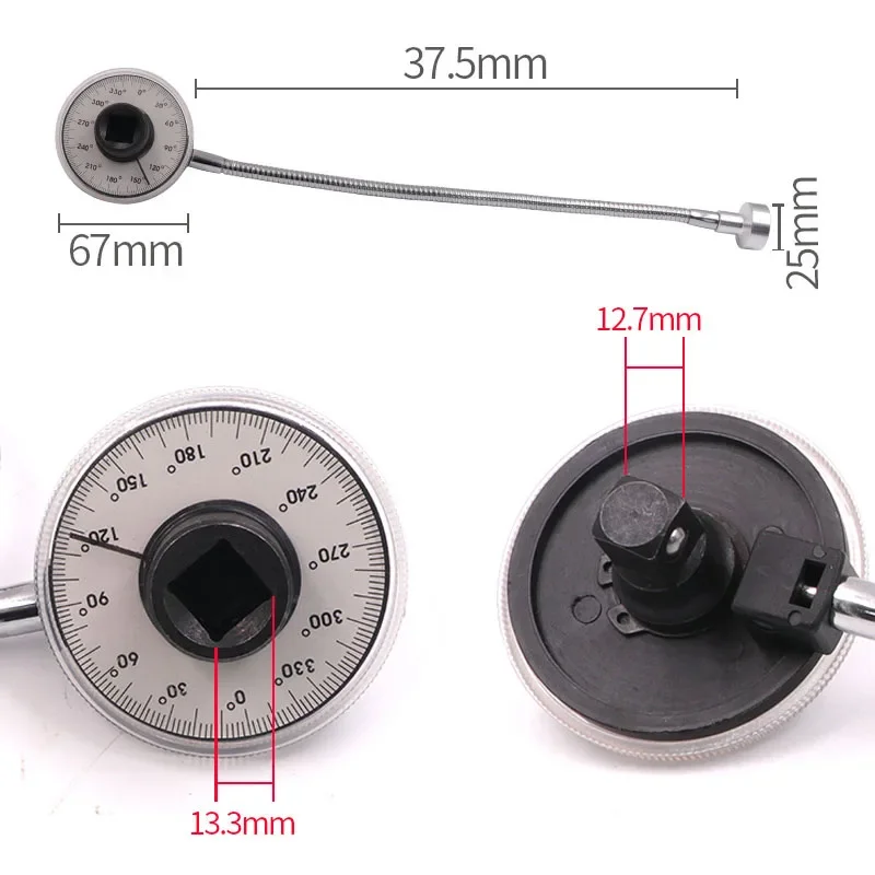 1/2 Torque Angle Gauge 360° Adjustable Torque Meter Wrench Torque Angle Indicator Professional Measure Tool Car Repair Tools