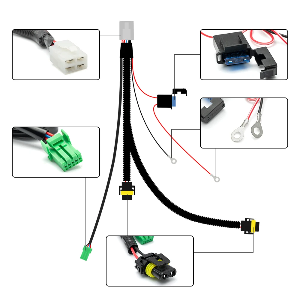 Per Hyundai Accent 1999 2000 2001 2002 2003 2004 2005 2006 H8/H10 12V 40A interruttore On/Off fendinebbia cablaggio fusibile relรจ kit