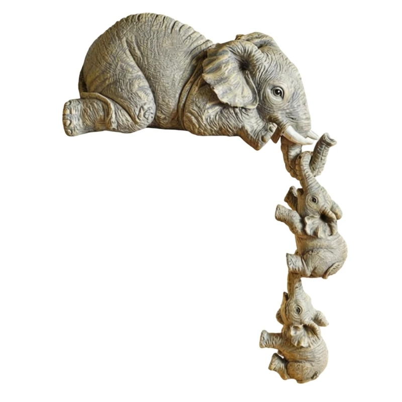 Cartoon-Elefant-Statue aus Kunstharz zur Verschönerung des Familienraums mit natürlichem Charme, Elefantenfigur für Wohnzimmer – Detail 1