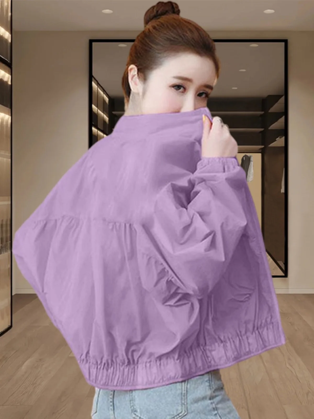 

Women's Summer Short Sleeve UV Protection Clothing Thin Large Size Short Style Fashionable All-Match Cotton Casual Coat