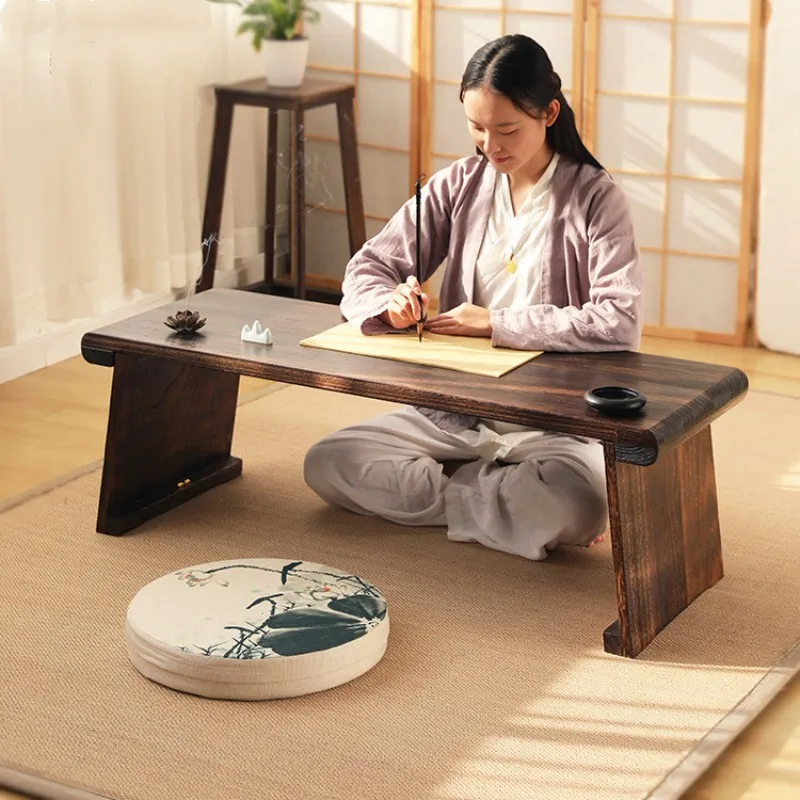 Creative Japanese Solid Wood Folding Tea Table Decoration Foldable Multifunction Portable Bed Table Bay Window Coffee Table