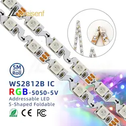 5M wąska 6mm WS2812B DC 5V FPC S-Type 60 Leds/m SMD 5050 RGB Pixel IC gibble pojedynczo adresowalna taśma LED taśma