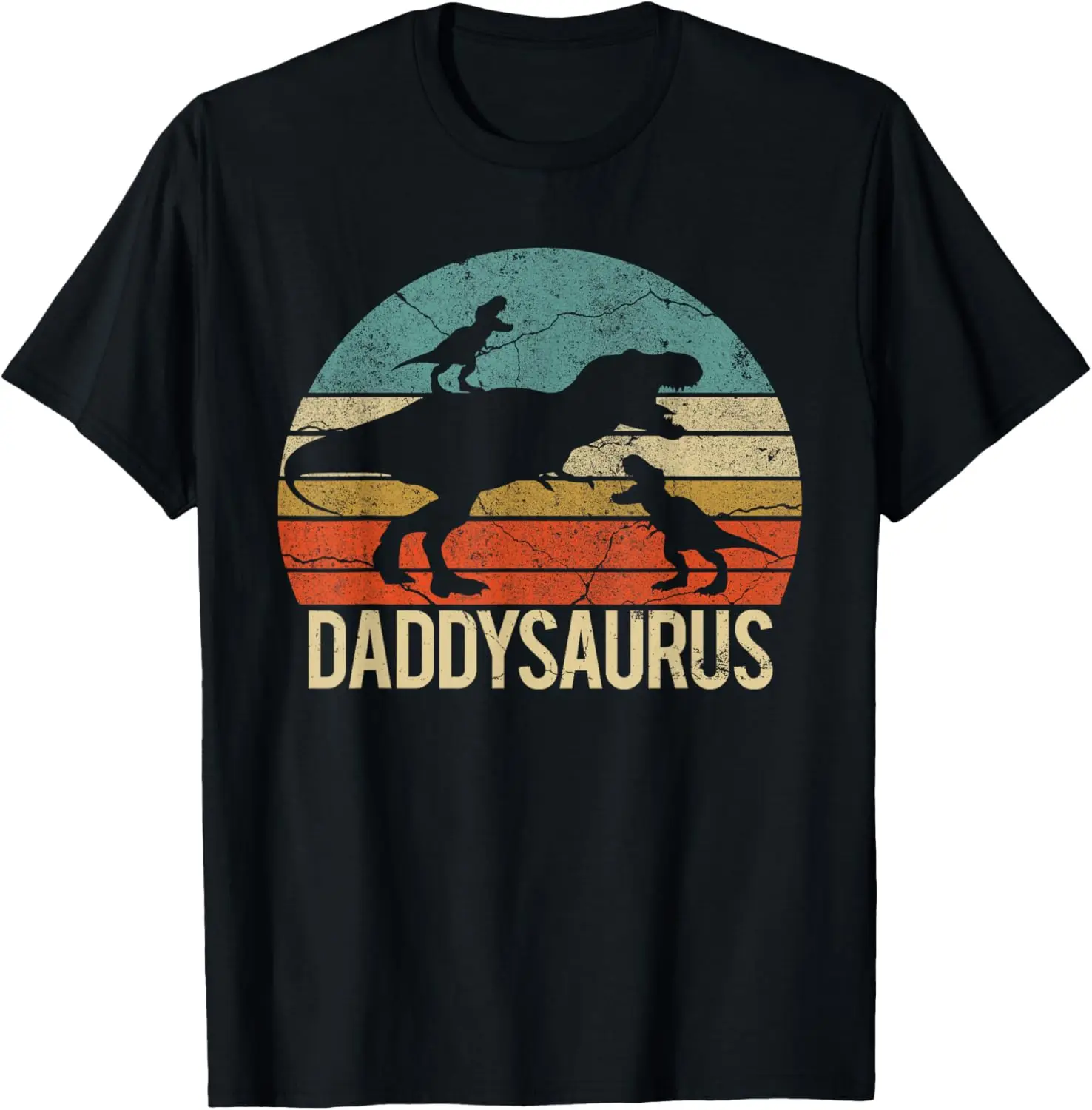 Daddy Dinosaur Daddysaurus 2 Two Kids For Dad T-Shirt 100% Cotton Trendy Y2K Short-Sleeve Tee – Soft, Quick-Drying, &