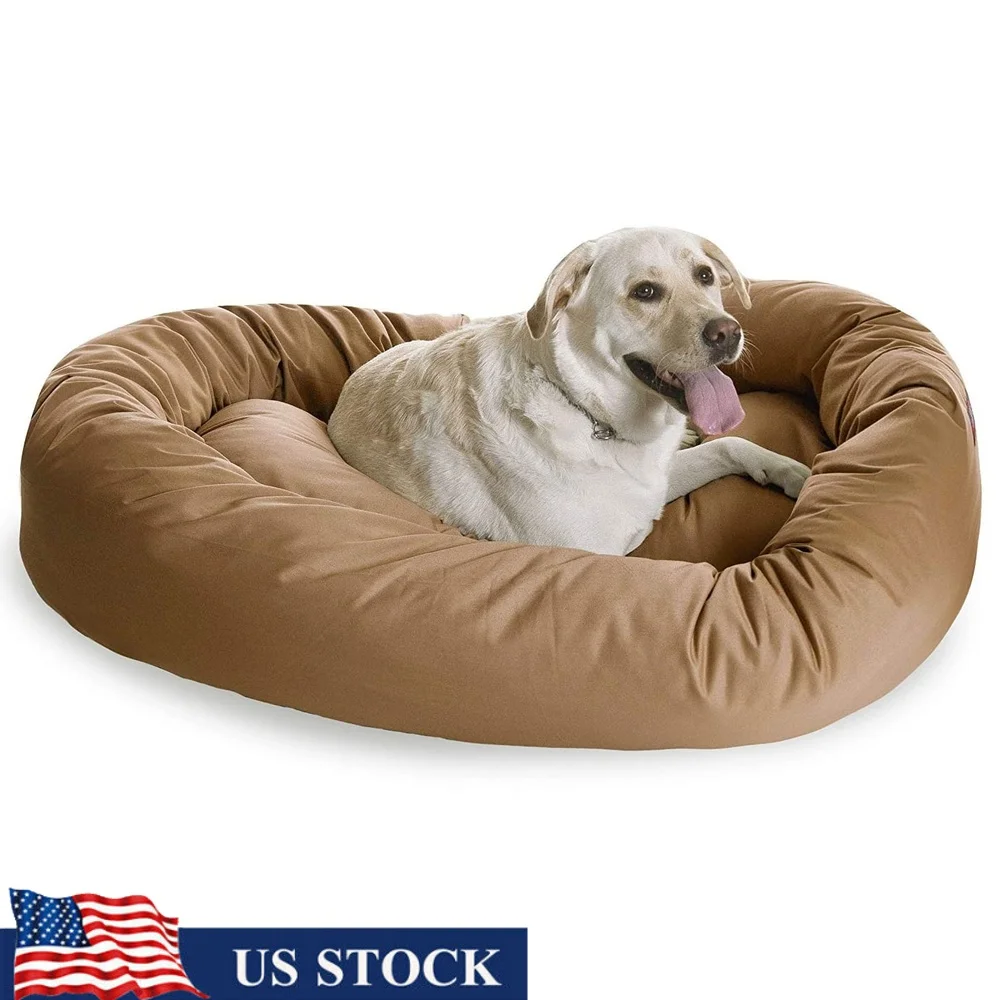 

Calming Dog Bed Washable Round Bagel Pet Bed Extra Large Plush Sleeping Mat Waterproof Supportive Dogs
