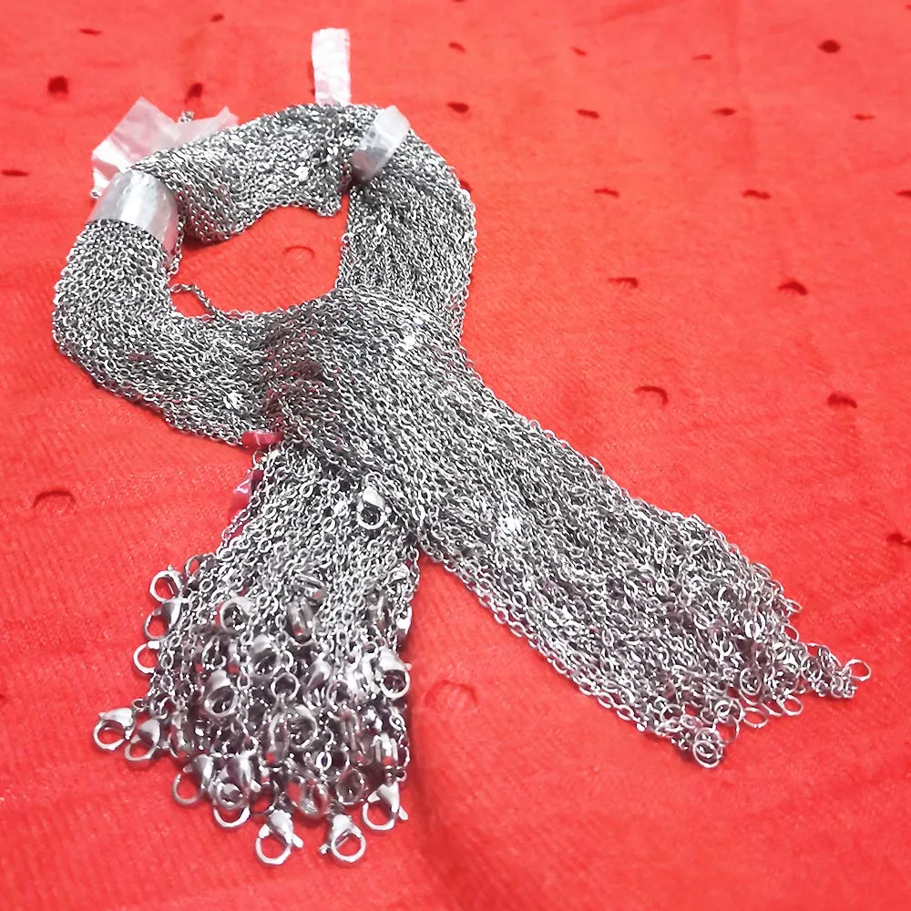 Wholesale 1.5mm 2mm 45+5cm 60+5cm stainless steel Necklace Rope Chain Lobster Clasp DIY Jewelry Accessories 100pcs/lot free image 3