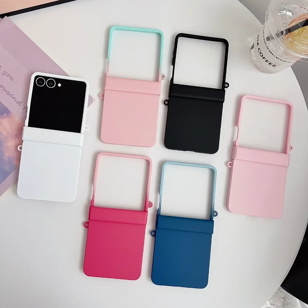 

Роскошный матовый чехол Color Collision для Samsung Galaxy Z Flip 7, 6, 5, 4, 3, Zflip7, градиентный двухцветный защитный чехол с жесткими шарнирами