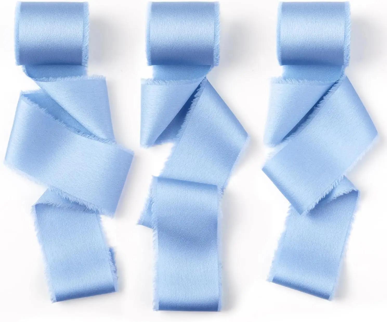 3 Rollen/Set 4 cm ausgefranstes Satinband, handgefertigt, glatt, weich, für Hochzeitseinladung, Blumensträuße, Geburtstagsfeier, DIY-Dekoration, Geschenk – Detail 7