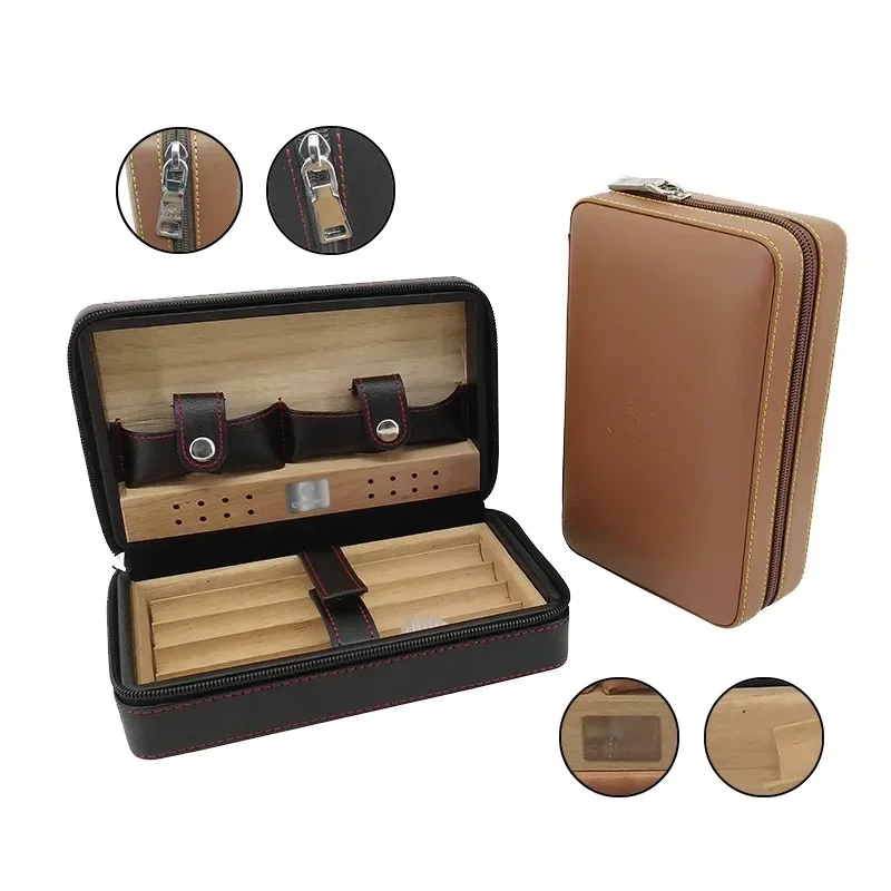 

Portable Cigar Box Official Document Bag Skin Cedar Wood Cigar Box Moisturizing Box