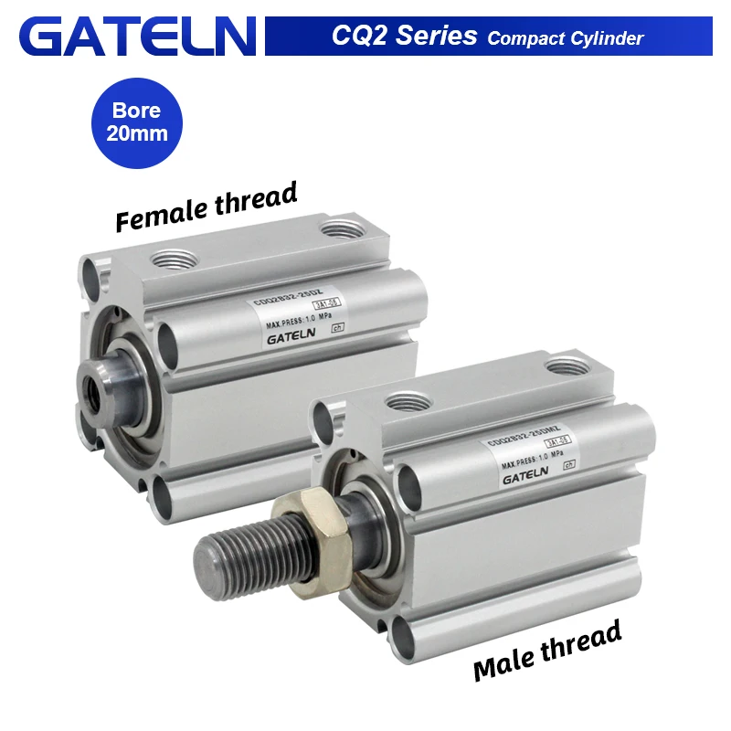 CQ2B20 CDQ2B20 Compact Cylinder Standard Type Double Acting single Rod Female Thread CQ2B20-10DZ  Male Thread CQ2B20-5DMZ