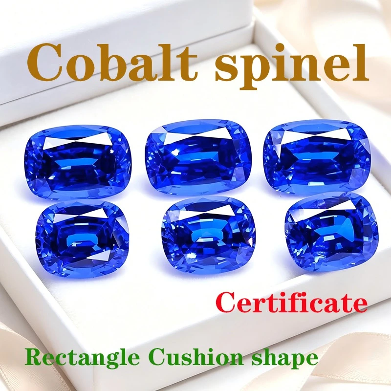 

Artificial Gemstone Cobalt Spinel Rectangle Cushion Shape Certificate Advanced Jewelry