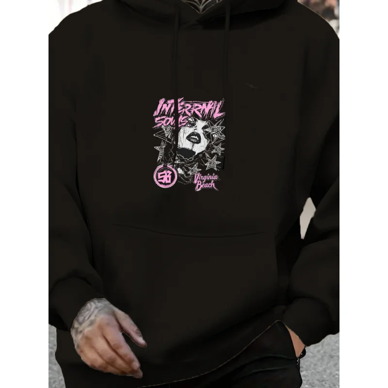 سويت شيرت رجالي بغطاء للرأس باللون الأبيض مارلين مونرو بنمط مطبوع ونص عالي الجودة من القطن كاجوال ملابس الشارع الشهير للرجال