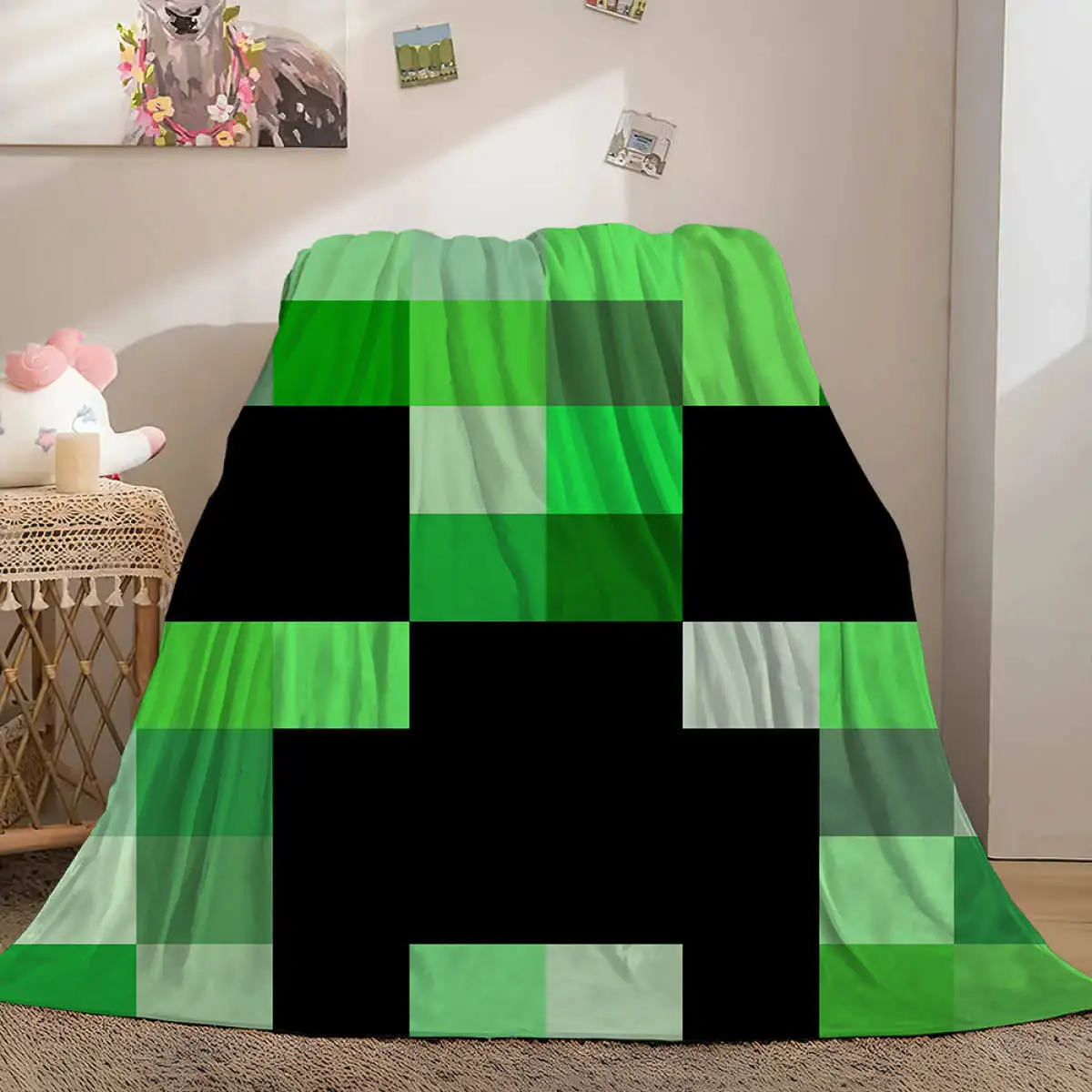 Minecraft Game Blanket Home Air Conditioner Is Creatively Funny Summer Shawl Nap Blanket Game Lovers