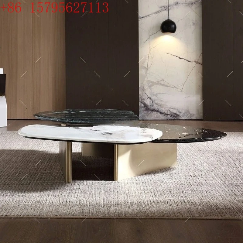 Italian minimalist creative special-shaped marble coffee table combination villa model room home