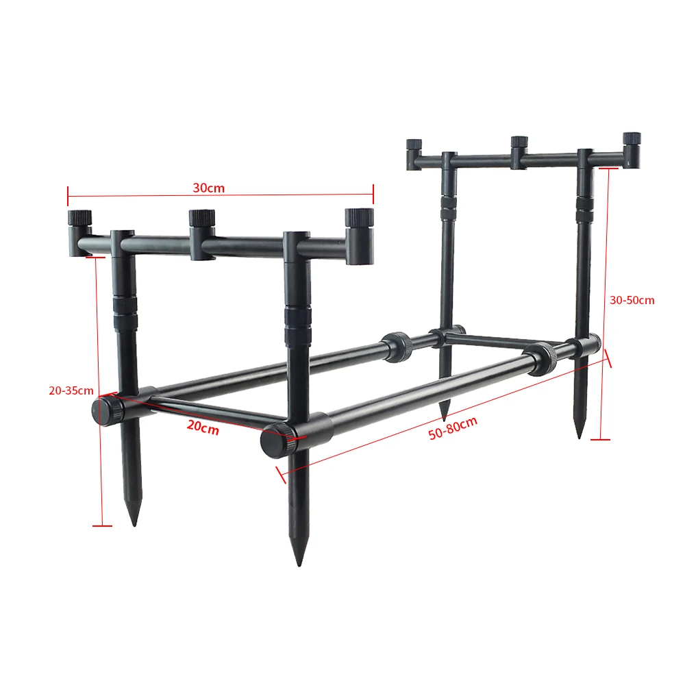 Hirisi Aluminium Carp Fishing Rod Pod Set Bank Sticks and Buzz Bar for 3 Fishing Rods view 5