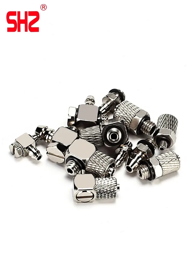 SHZ 공압 금속 재료 스트레이트 파고다 4-M3 미니 빠른 삽입 공기 커넥터 벤트 잠금 노즐 4M6 스트레이트 스레드 나사