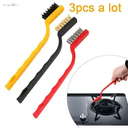 vanzlife gas stove cleaning wire brush kitchen tools metal fiber brush strong decontamination 3pcs a lot